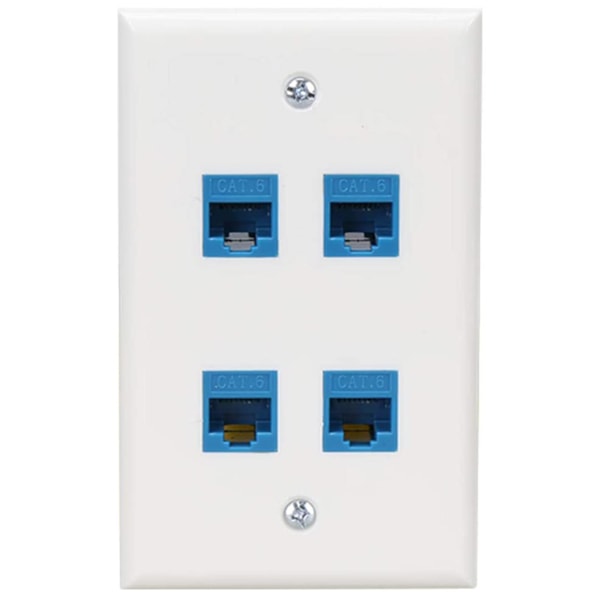 Ethernet Veggkontakt 4 Port Veggplate Hunn-Hunn Kompatibel med for Cat7/6/6E/5/5E Ethernet Dev
