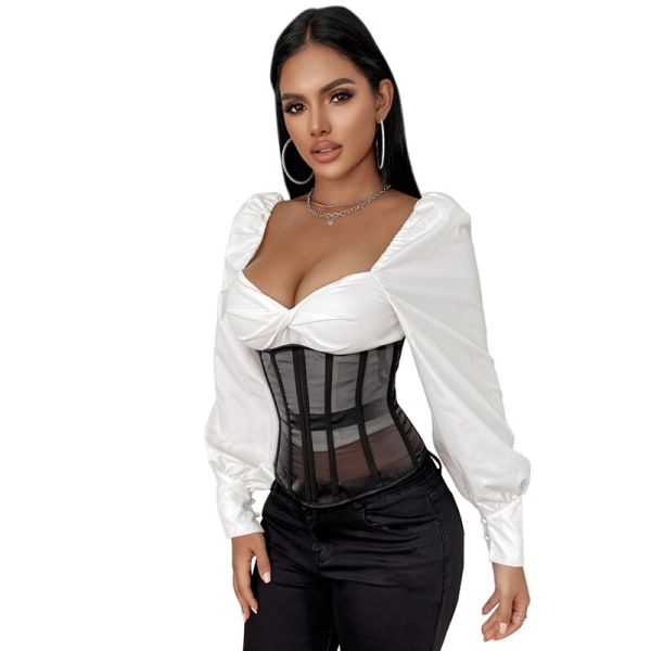 Dam BH Midjeträning Sexig Genomskinlig BH Midjeåtstramande Kroppsformande Underkläder S-3XL Black S