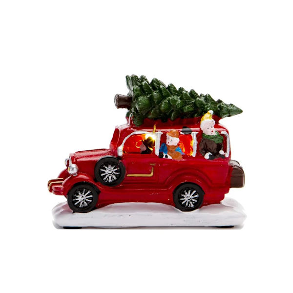 Julhantverk i harts Julby Lysande Musik Litet Hus Snögubbe LED-lampor Julklapp Heminredning Ornament 2024 car