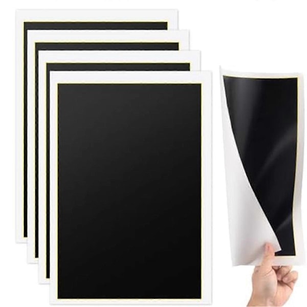4 ark laserindgraveringsmærkningspapir, 15,35x10,63 tommer laserfarveindgraveringspapir (sort, 39x27 cm)