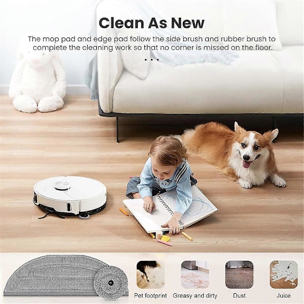 Mopper for Roborock S8 MaxV Ultra Robotstøvsuger, Mopper og Sideviskere, Sølvion Mikrofiber V