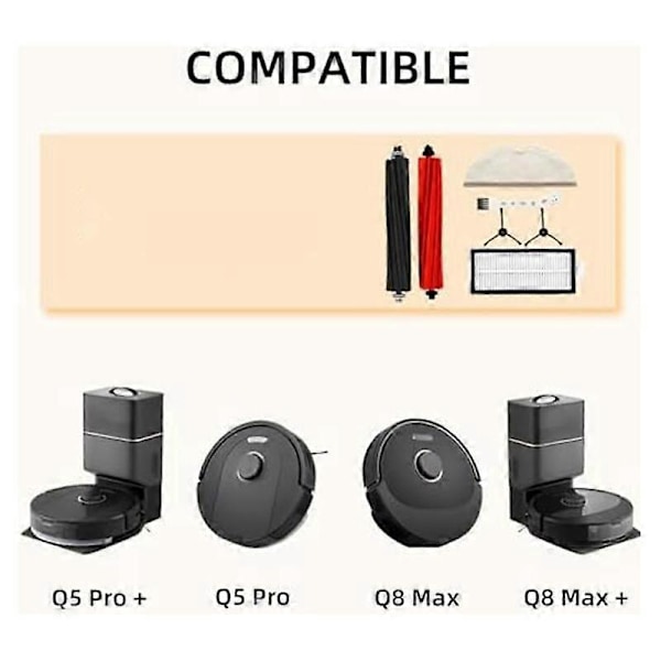 Ersättningskit med tillbehör kompatibelt för Q8 Max /Q8 Max +/Q5 Pro/Q5 Pro+ Dammsugare