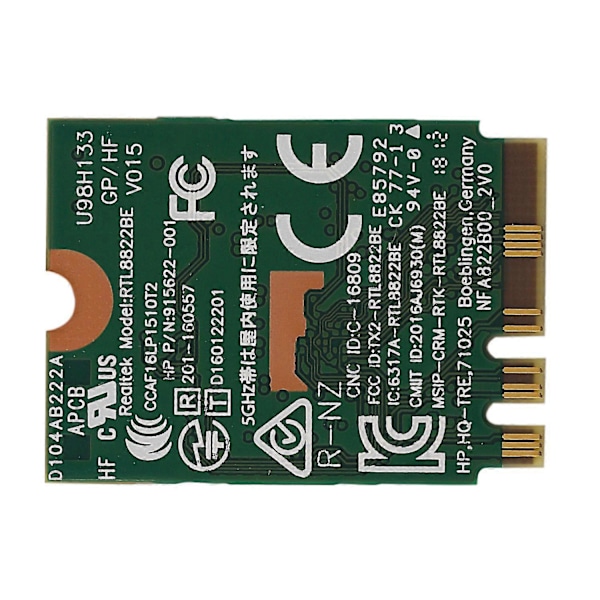 AC WIFI Adapter til RTL8822BE NGFF M.2 802.11Ac 2.4G/5GHz Trådløst Wifi Kort+Bluetooth 4.1 FRU: 01A