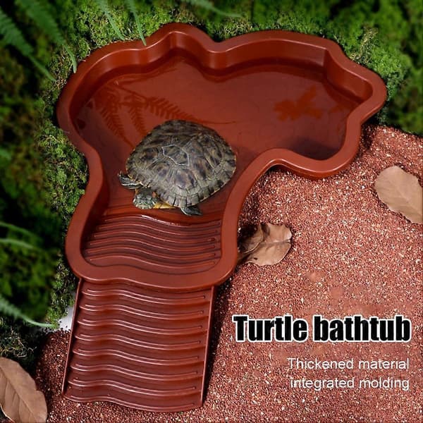 Turtle Water Pool Turtle Soaking Bathtub with Ladder Turtle Pool Landscape Brown