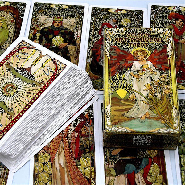 Gylne art nouveau tarotkort kortstokk brettspill 1pc table cloth