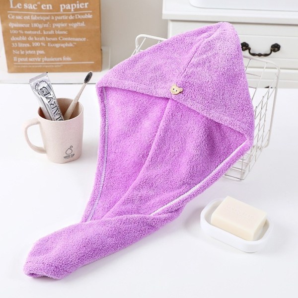 Hårhåndklehatt for kvinner, hurtigtørkende mikrofiberhåndklehette, badehodeplagg, solid håndklehette, superabsorberende turbanhårhåndkle purple