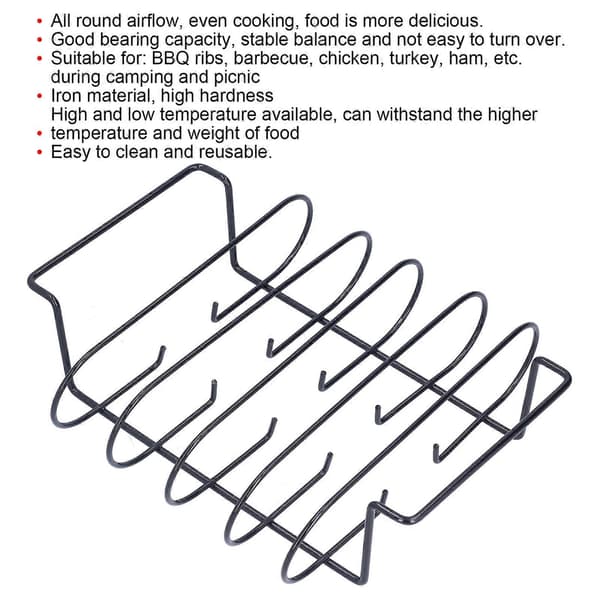 Rib Rack, Bærbar Non-stick Stående Stegeholder til Udendørs Grilning