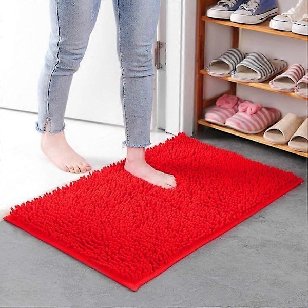 50x80cm Chenille Golvmatta Absorberande Halkfri Badrumsmatta Red