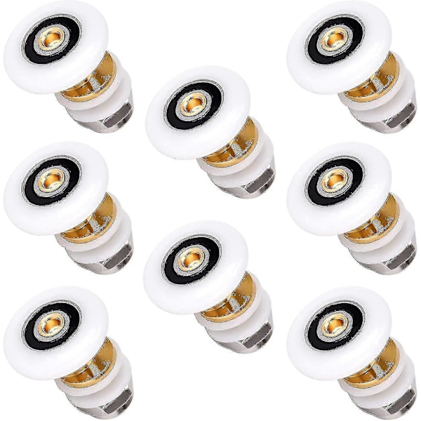 Duschdörrsrullar 25mm Skjutbara Duschdörrar Hjul Ersättning För Duschkabin Duschrum Duschvägg Topp Botten Delar Fixering (8st)