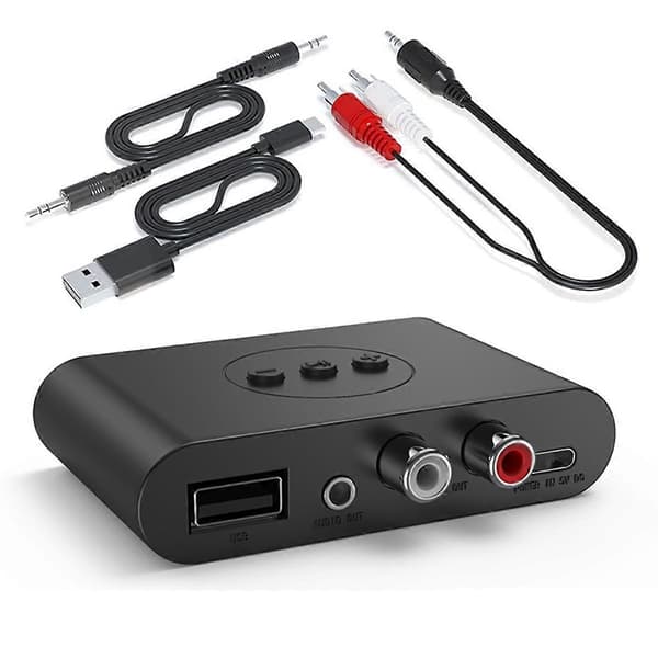 Bluetooth 5.3 Audio Receiver NFC USB U Disk RCA 3.5mm AUX USB Stereo Musikk Trådløs Adapter for Bil