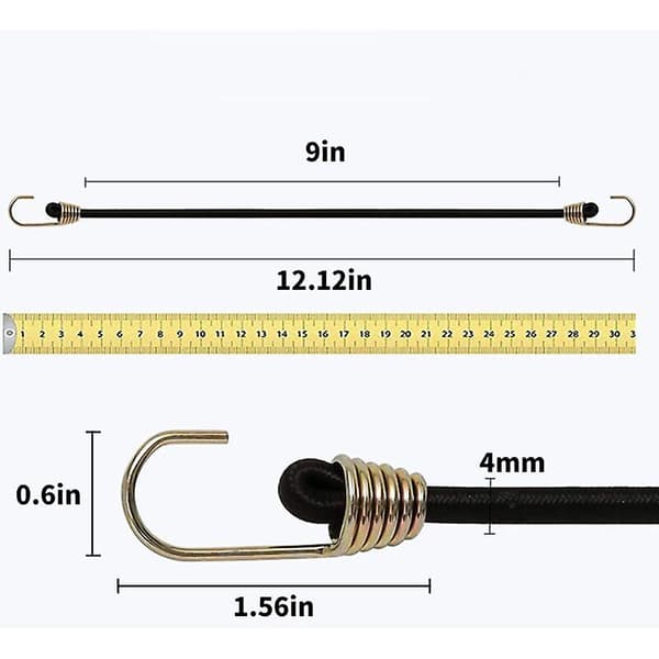 10 stk. elastiske snore med mini elastiske kroge Universal kraftig elastisk snor Elastiske snore med 2 kraftige krogstropper til teltcamping motorcykel