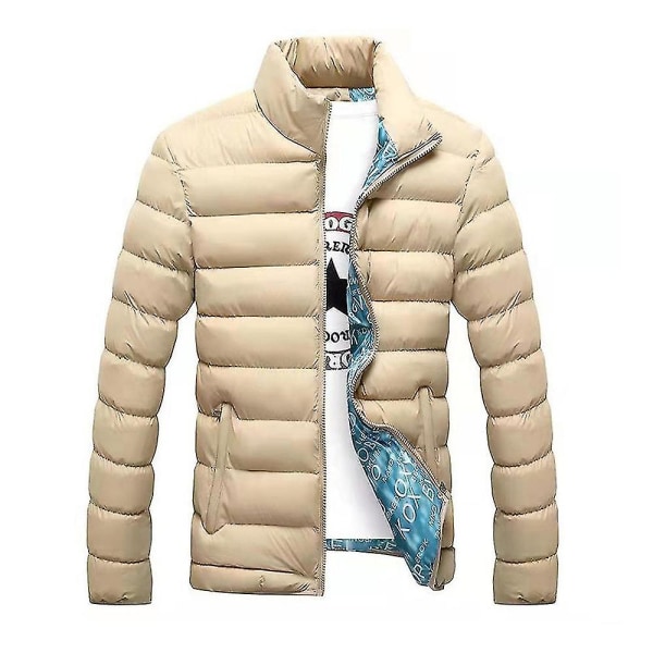 Tikattu takki miesten casual pufferi untuvatakki vetoketjullinen pehmustettu ulkovaatteet lämmin thermal Khaki 5XL