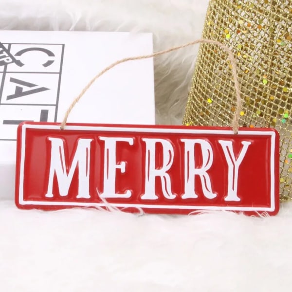 Kreativ Julskylt i Järn Kan Hängas DIY Jul Välkomstkort Fönsterdekorationer God Jul Metall Dekor Skylt Plakett D 1pc