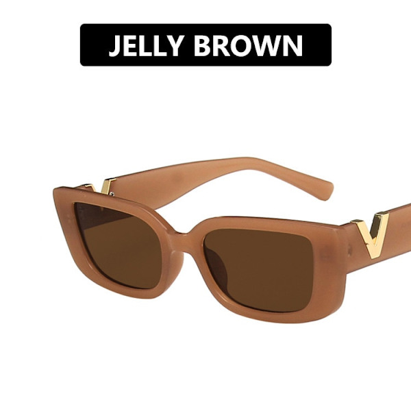Retro Rektangulära Solglasögon Dam Vintage Små Bågar Solglasögon Dam Klassiska Svarta Fyrkantiga Jelly Brown Style5