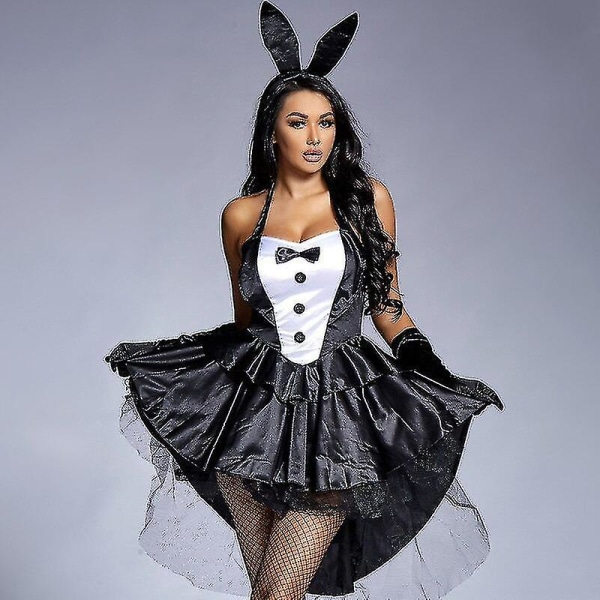 Damer 3 delar sexig kanin flicka kostym smoking svansar Halloween klubb fest tjusiga klänning Plus storlek-bb M