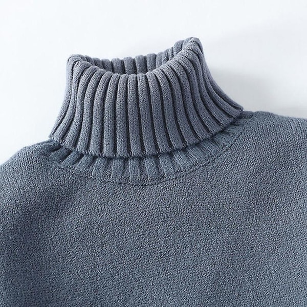 Tjockstickade herrtröjor med sammetsfoder, vintervarma kläder, topp med hög krage, enfärgad, lös, flexibel pullover för män Green L