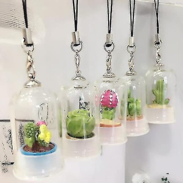 tive Mini Simulation Sukkulent Plante Glas Nøglering