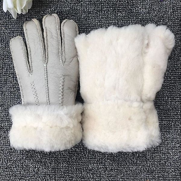 Vinterhandsker i fåreskind til kvinder og mænd, ægte cashmere pels, varme Style2