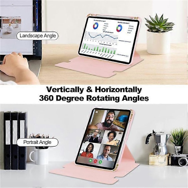 Kompatibelt Skal för iPad Pro 11 (2024) Läder+Akryl Ställ Tablet Cover med Bluetooth Tangentbord Pink