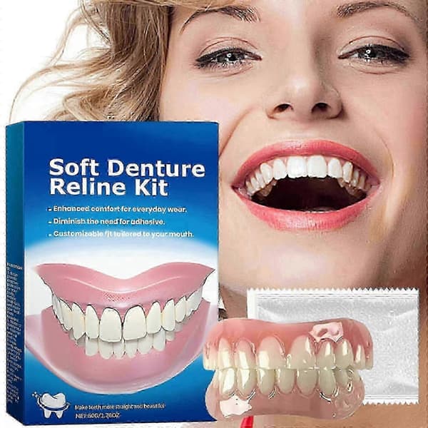 1-3x Greatfit Protese Silikone Reline Kit, blødt Protese Reline Kit, Silikone Reline Kit