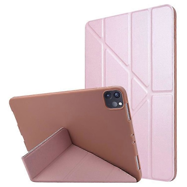 Kompatibelt Fodral för iPad Pro 13 (2024) Origami Ställ PU Läder+Silikon Tablet Skydd PinkGold