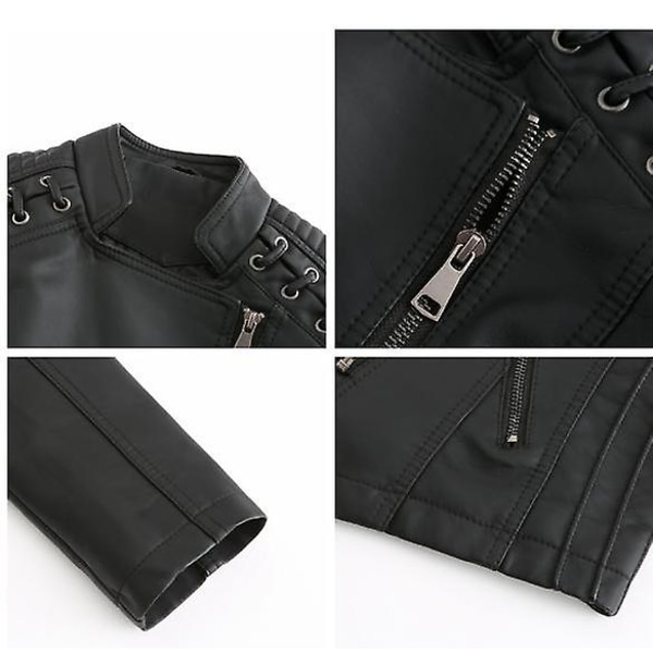 Läderjacka för kvinnor Casual dragkedja finns i 12 färger black XL