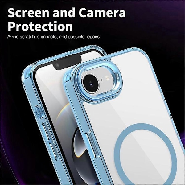 Kompatibelt deksel for iPhone 16e TPU+PC Transparent Magnetisk Telefondeksel LightBlue