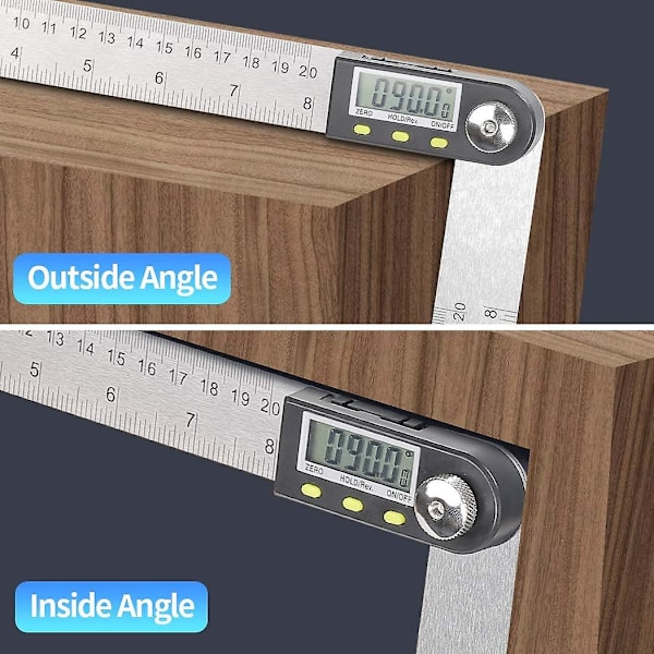 Digital Vinkelmåler 0-360 Digital Hældningsmåler Rustfrit Stål Vinkel Protractor Lineal Med LCD Display Til Træbearbejdning Konstruktion Reparation