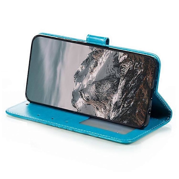 Kompatibel til Honor 200 Lite Etui PU Læder Mandala Præget Design Wallet Telefon Cover Blue