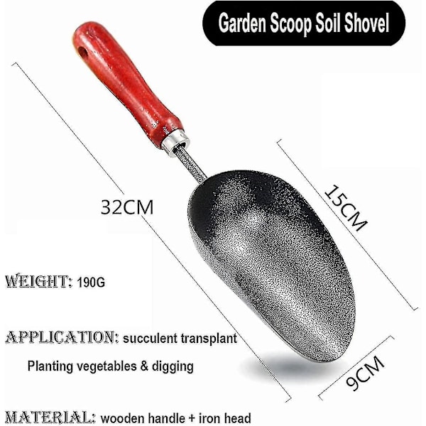 Hagespade, håndhagespade, egnet for jord, flytting av kompost, planting, potting, skoping av dyrefôr
