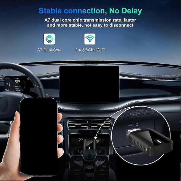 Støtte Wifi6-adapter Carplay Android Auto Box Dongle for kablet til trådløst, egnet for de fleste biler USB-A Plug&Play