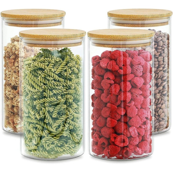 Praknu Glasburkar med Lock Set om 4 Lufttäta 8 Förseglingar 1,2 L Tål Diskmaskin