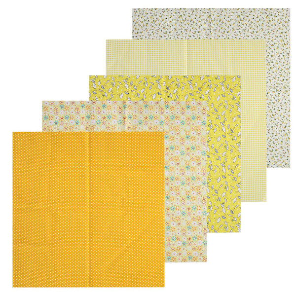 2 Set Bomullstyg Enfärgad Vävd Trycktyg DIY Sömnad Quiltning PatchWork 5 Färger 50x50cm (Gul)