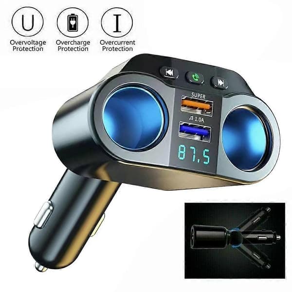 Bil Bluetooth Oplader 12V-24V FM-sender Med LED-display