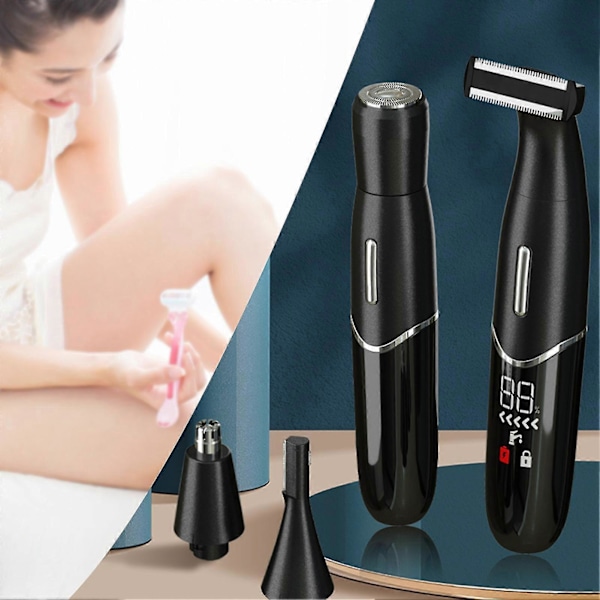 Epilator, Bikinilinjetrimmer för intimområdet 4 i 1 Elektrisk rakapparat för kvinnor för kropp och intimområden