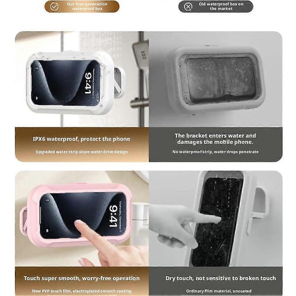 Universal Vattentät Telefonfodral Badrum Dusch Telefon Väggfäste Box L6P8 White