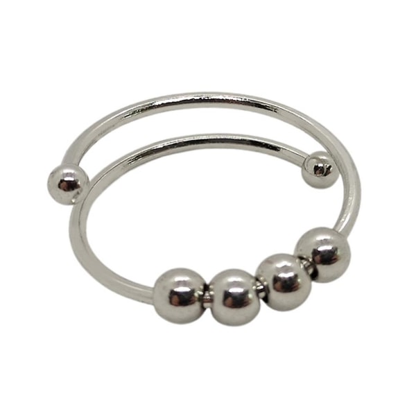 Justerbar Ring Ångest Relief Fidget Meditation Beads Silver