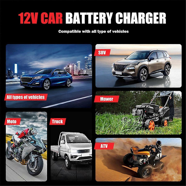 12V 8A Puls Reparationsoplader til Gel Bil Motorcykel Lastbil Blysyrebatteri Oplader Digital LCD Disp
