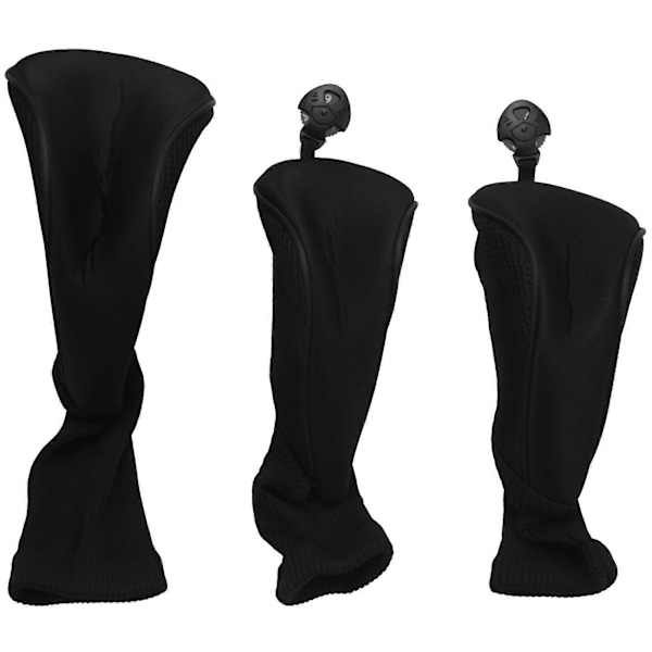 Sort Golf Head Covers Driver 1 3 5 Fairway Woods Headcovers til Golfkøller Passer til Alle Fairway og Dri
