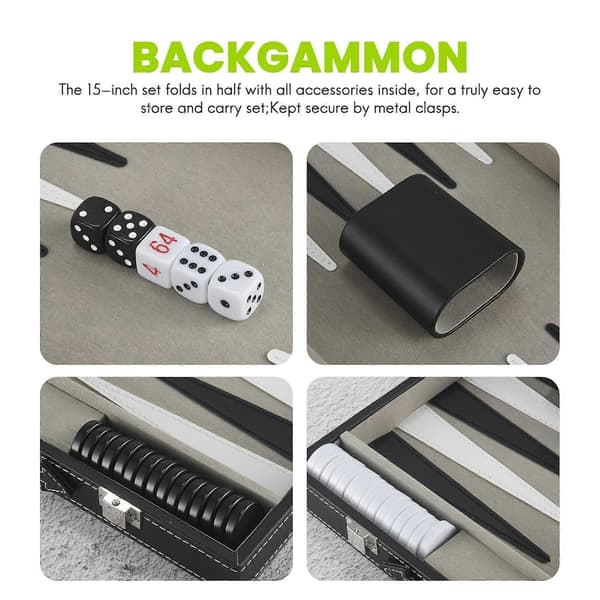 Backgammon Set - Klassiskt 37,5 cm Backgammon Set för Vuxna Brädspel för Antikt Backgammon Se