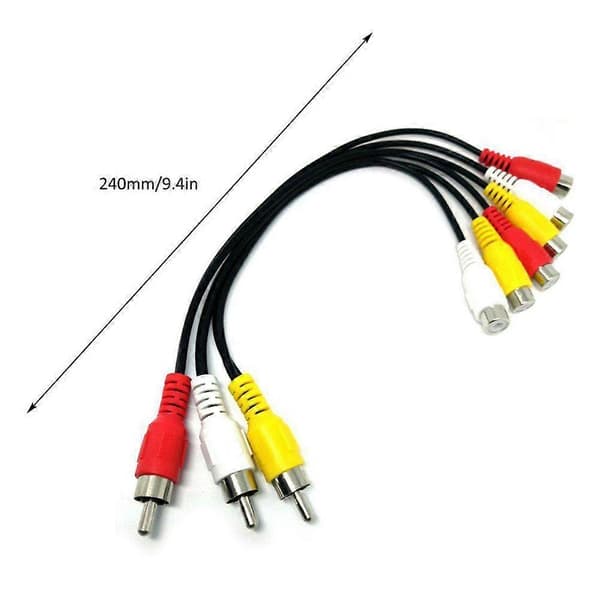 3 RCA han til 6 RCA hun lydvideo splitterkabel