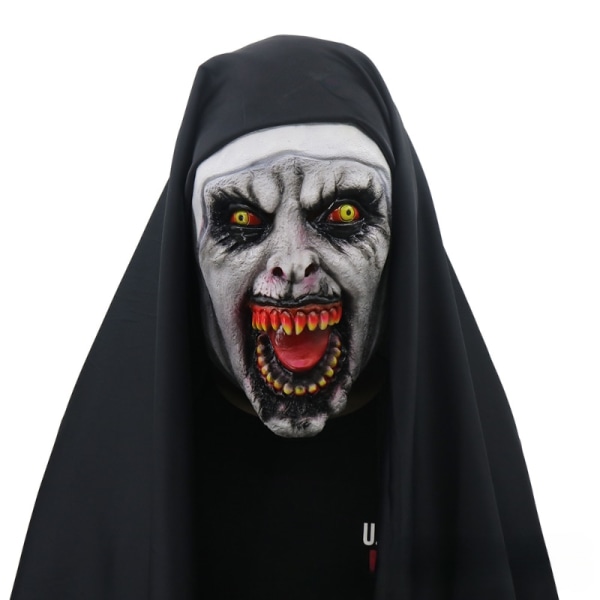 Halloween Scary Nun Mask Kuminaamari Päänauha Temppu Scary Masks Live Performance Props Puku Naamiot päähineellä 1