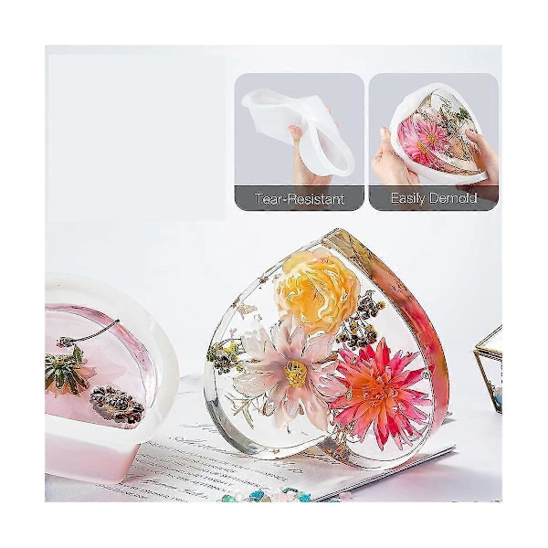 Silikoneforme Sæt i Resin, Silikoneforme til Epoxy Resin, Blomsterkonservering, Inklusive Hexagon