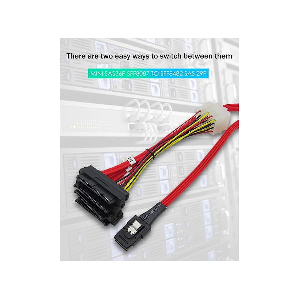 Mini SAS36P SFF 8087 - SAS29P SFF-8482 Kaapeli Tiedonsiirtokaapeli MINI Datakaapeli 1M