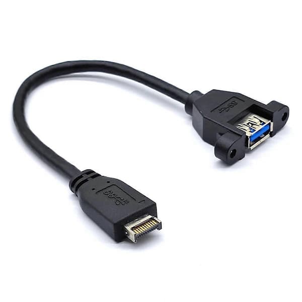 USB 3.2 Gen2 Frontpanel Skruemontering Forlængerkabel 10Gbps 60cm