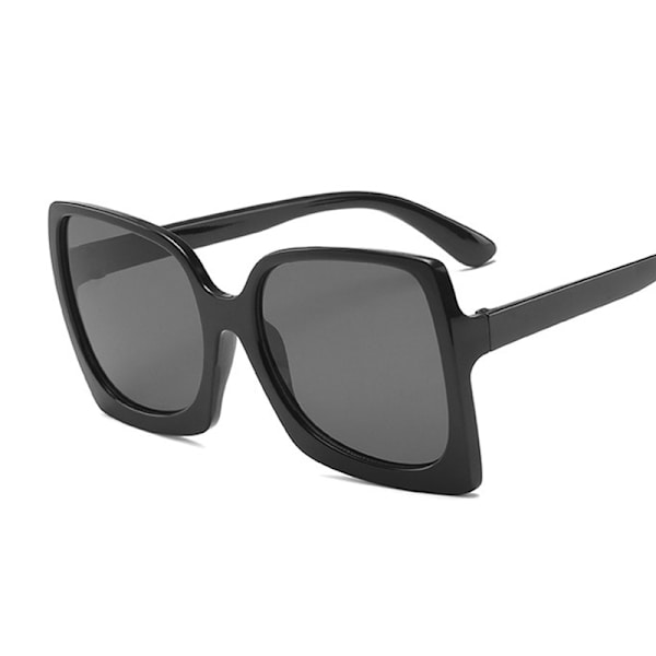 Överdimensionerade fyrkantiga solglasögon dammode solglasögon dam stora bågar retro spegel retro lyx Black Gray Style1