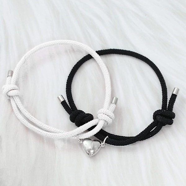 2 Stycken Magnetiska Pararmband för Kvinnor Män, Sol och Måne Matchande Armband Kärleksgåvor, för Pojkvän Flickvän Bästa Vän, Polyamid