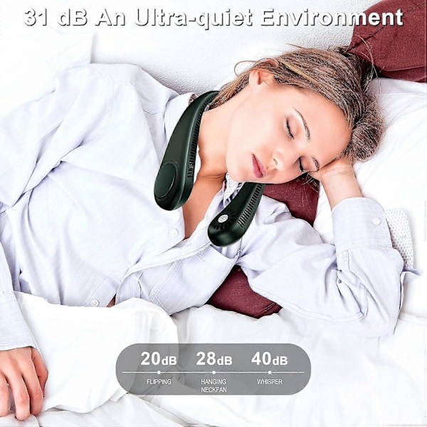 Bärbar Halsfläkt, Uppladdningsbar Hands Free Bladlös Bärbar Minifläkt, 360 Kylning, Lågt Ljud