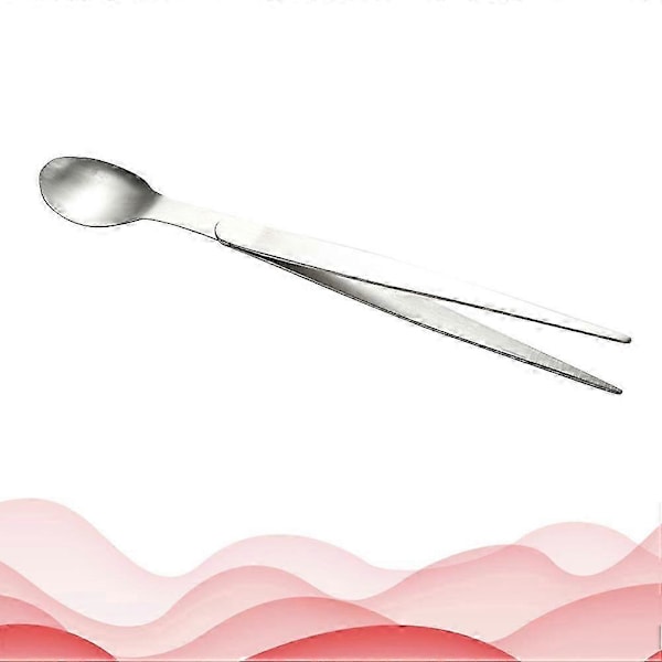 Mini smagsske i rustfrit stål, spisepinde, pincet, integreret ske, kokkesmageske til hotel, hjem, køkken, restaurant (20,5 cm)