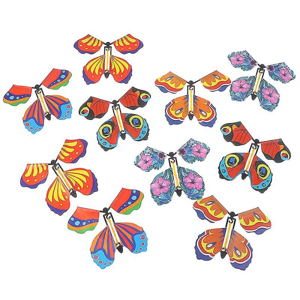 10 X Magic Butterfly Flying Butterfly med kortleksak med Tom H
